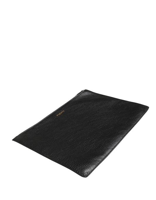 Pouch Clutch Convertible Handbag by Dolce & Gabbana for unisex in calfskin leather black & silver presents a exquisite silhouette, showcasing a secure zipper and organized with versatile .