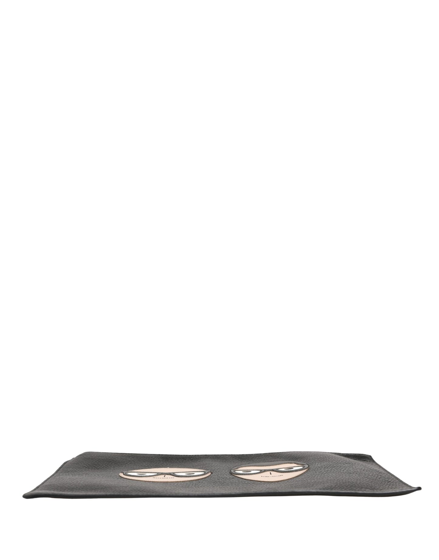 Pouch Clutch Convertible Handbag by Dolce & Gabbana for unisex in calfskin leather black & silver presents a enviable design with a secure zipper, ample , and versatile for a sophisticated look.