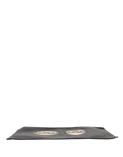 Pouch Clutch Convertible Handbag by Dolce & Gabbana for unisex in calfskin leather black & silver presents a enviable design with a secure zipper, ample , and versatile for a sophisticated look.