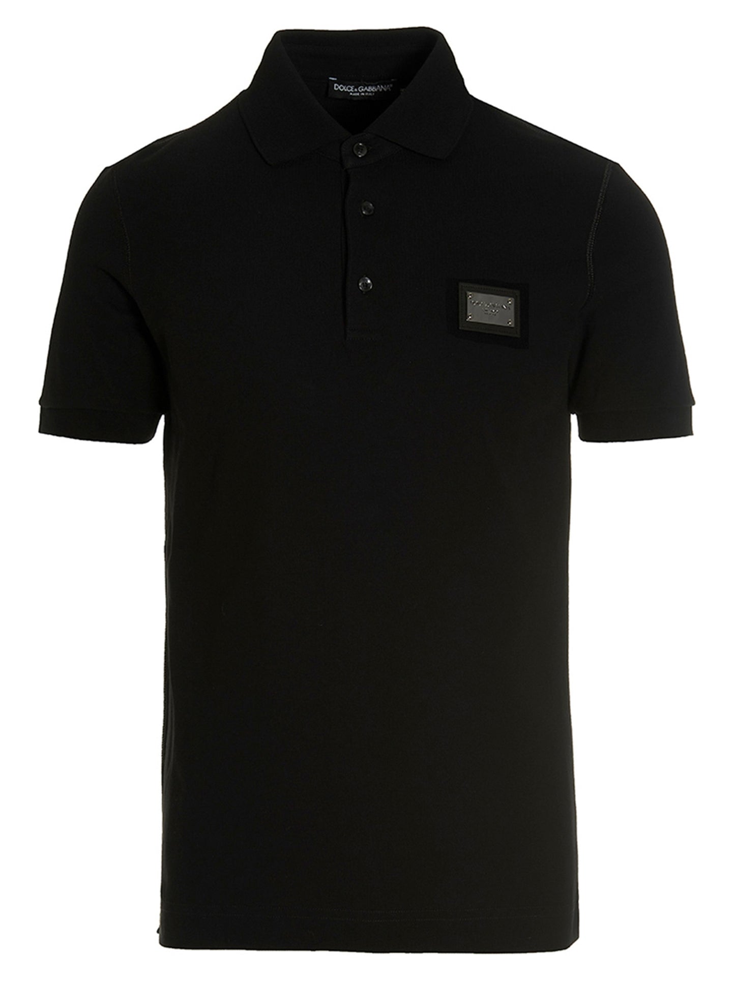 Polo Shirt by Dolce & Gabbana for men in cotton black presents a crisp silhouette, artfully detailed with a crisp short-sleeve and crisp .