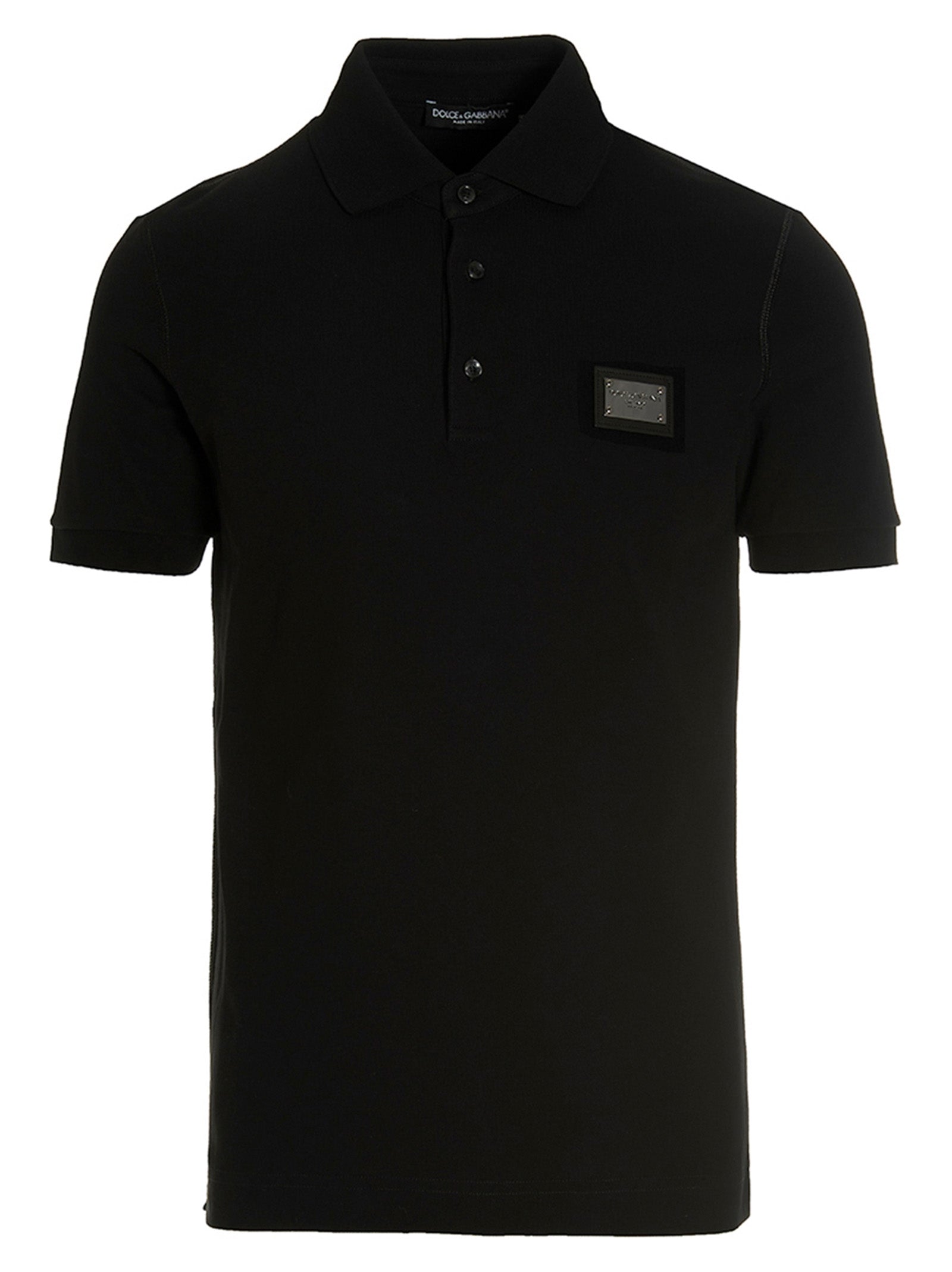 Polo Shirt by Dolce & Gabbana for men in cotton black presents a crisp silhouette, artfully detailed with a crisp short-sleeve and crisp .
