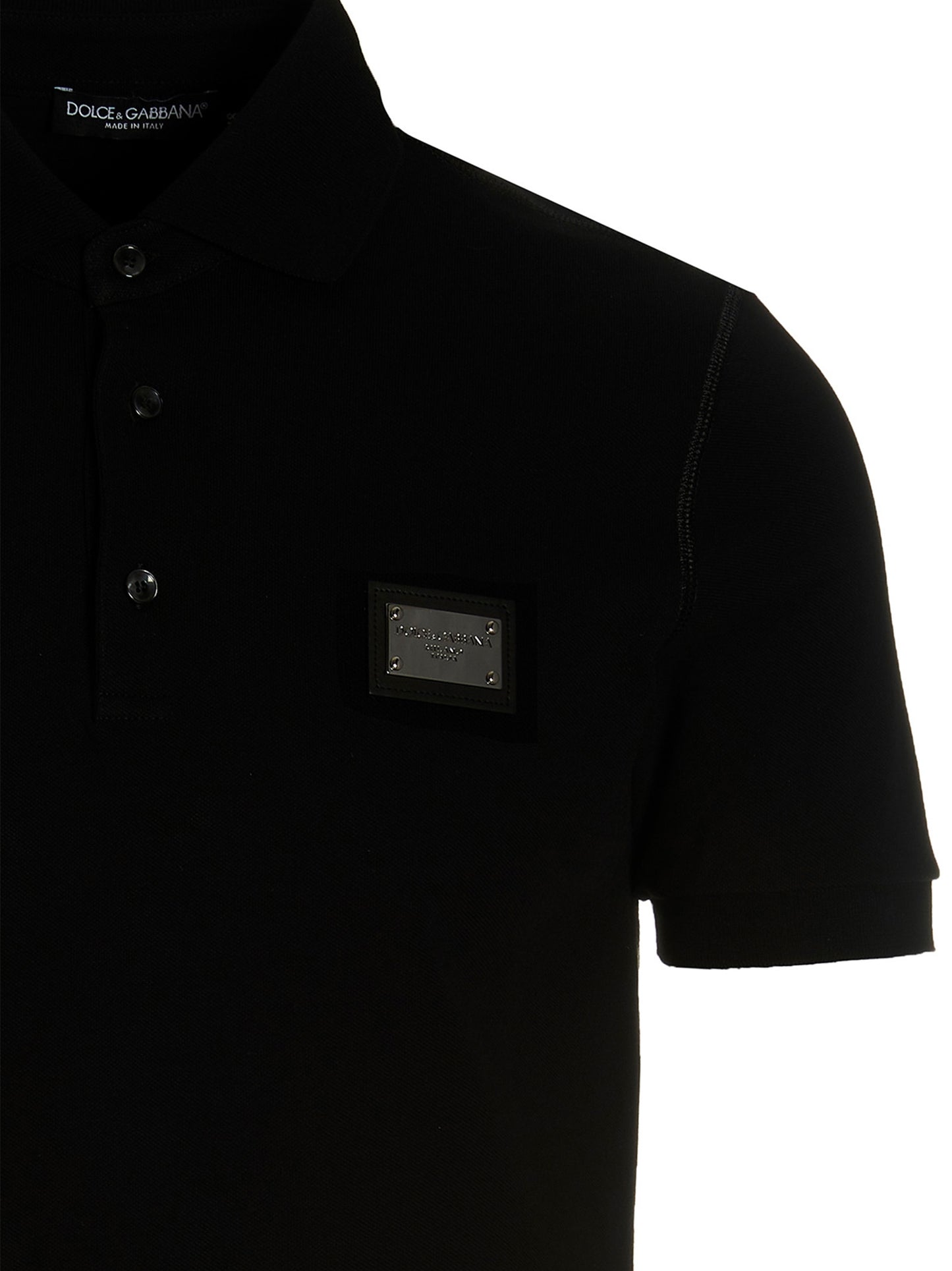 Polo Shirt by Dolce & Gabbana for men in cotton black presents a sleek silhouette, featuring a refined and for a sleek finish.