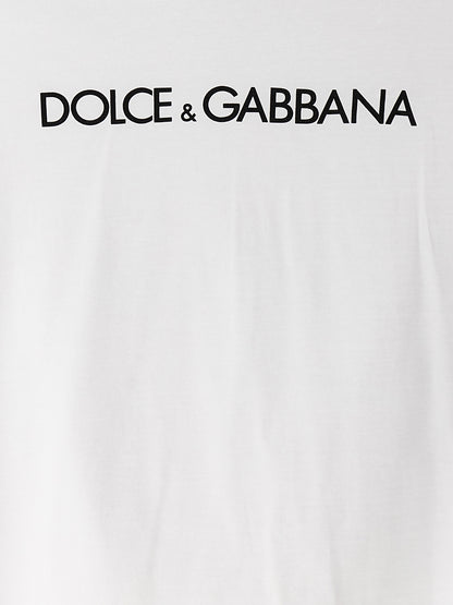 T-Shirt by Dolce & Gabbana for women in cotton white & print showcases a dramatic silhouette, elegantly detailed with a dramatic and for a truly dramatic finish.