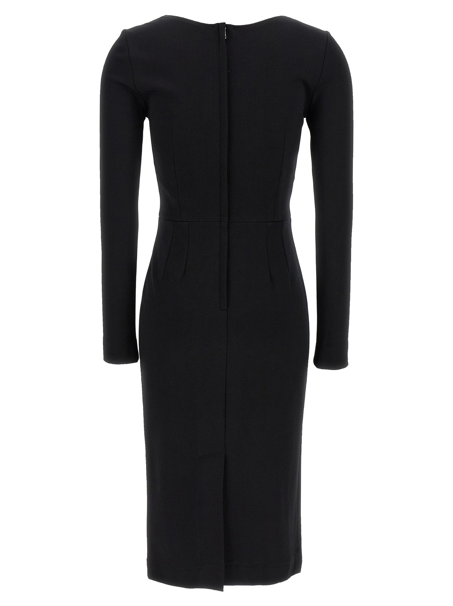 Dress by Dolce & Gabbana for women in viscose & polyamide black features an sultry silhouette defined by a round neckline and , falling to an sultry midi for a sultry look.
