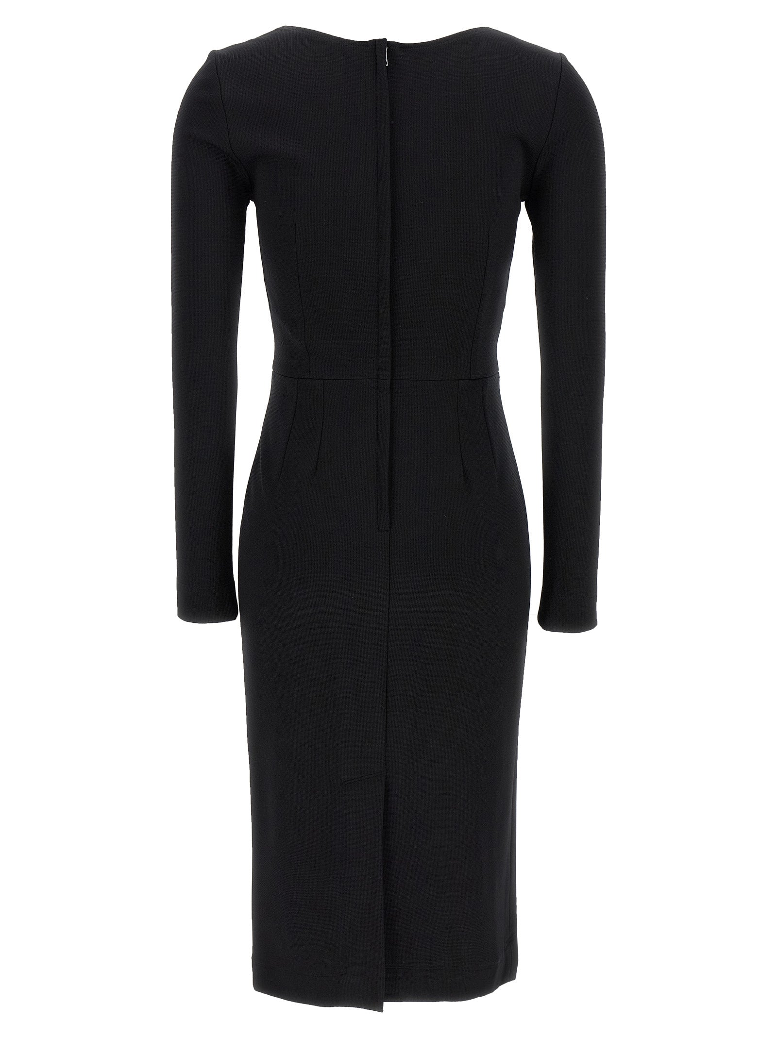 Dress by Dolce & Gabbana for women in viscose & polyamide black features an sultry silhouette defined by a round neckline and , falling to an sultry midi for a sultry look.