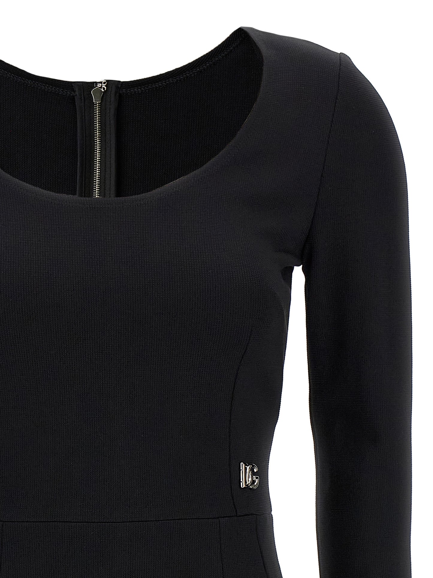 Dress by Dolce & Gabbana for women in viscose & polyamide black features an magnificent silhouette, artfully detailed with a magnificent round neckline and that flows into an magnificent midi.