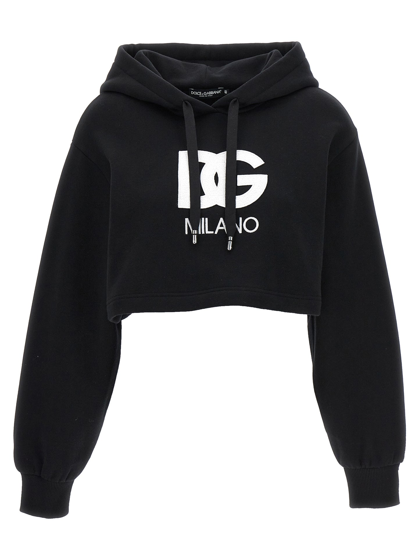 Sweatshirt Hoodie by Dolce & Gabbana for women in cotton polyester black features a edgy silhouette, detailed with a edgy hooded neckline and for a refined finish.