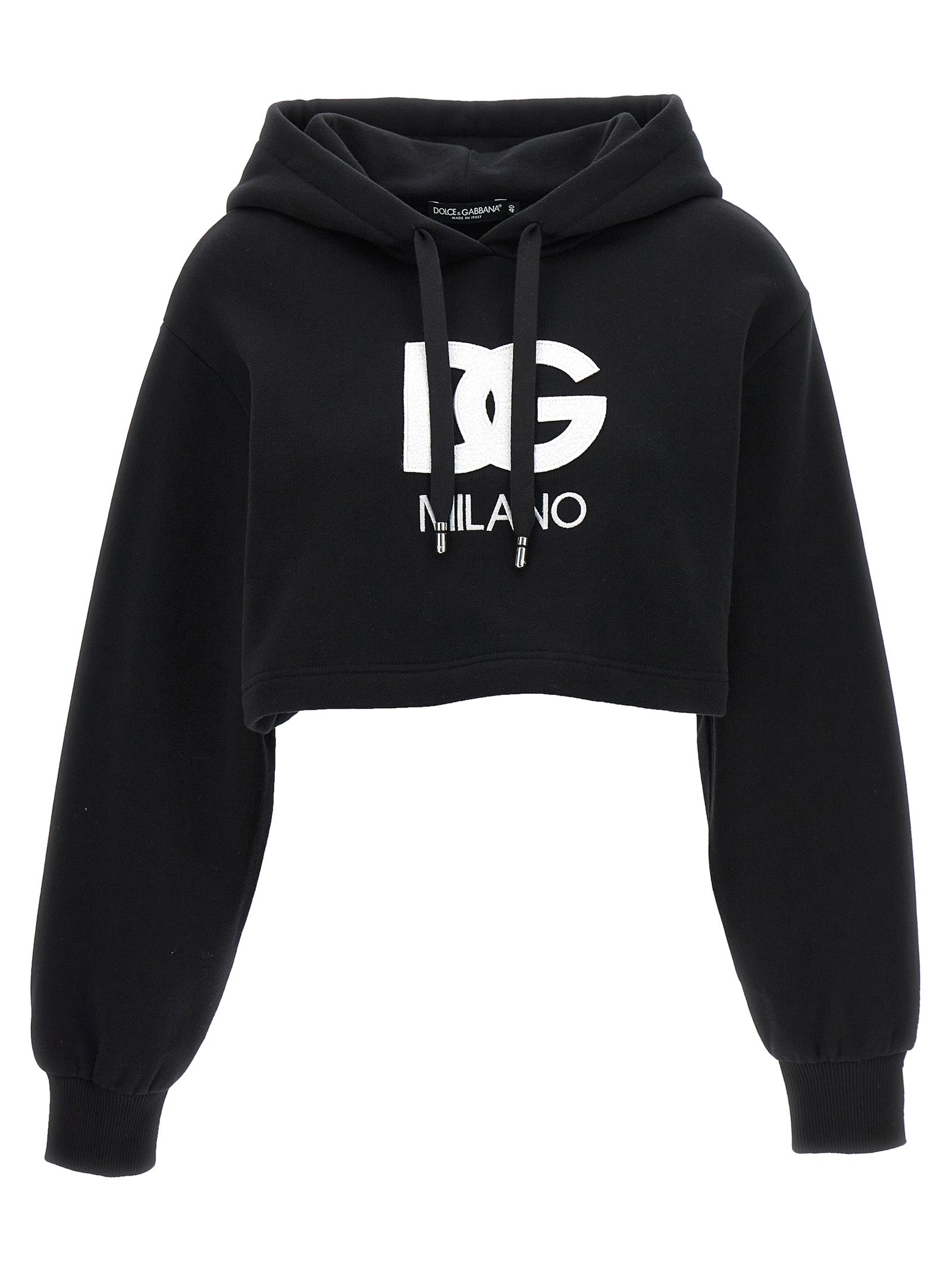 Sweatshirt Hoodie by Dolce & Gabbana for women in cotton polyester black features a edgy silhouette, detailed with a edgy hooded neckline and for a refined finish.