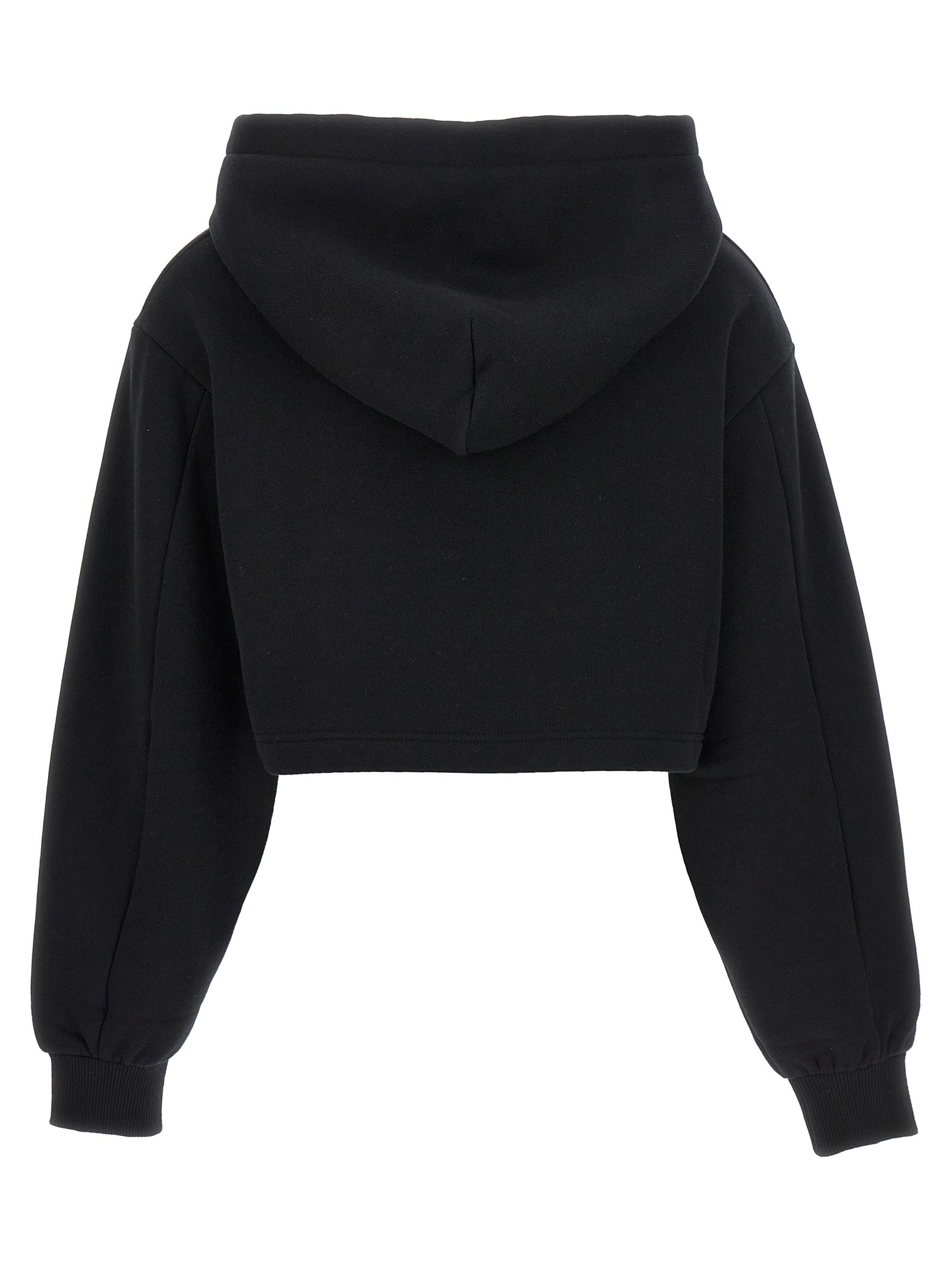 Sweatshirt Hoodie by Dolce & Gabbana for women in cotton polyester black features a slouchy chic silhouette, detailed with a slouchy chic and a signature hooded neckline for an elevated aesthetic.