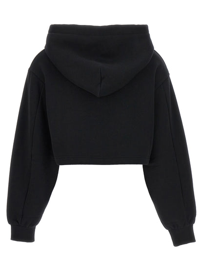 Sweatshirt Hoodie by Dolce & Gabbana for women in cotton polyester black features a slouchy chic silhouette, detailed with a slouchy chic and a signature hooded neckline for an elevated aesthetic.