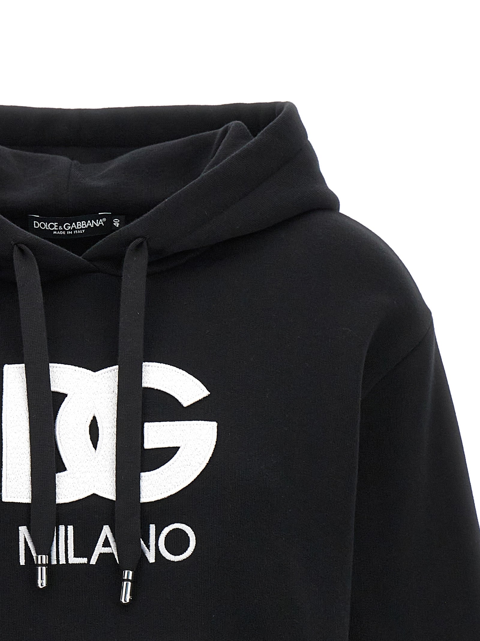 Sweatshirt Hoodie by Dolce & Gabbana for women in cotton polyester black features a edgy silhouette, detailed with a edgy hooded neckline and for a refined finish.