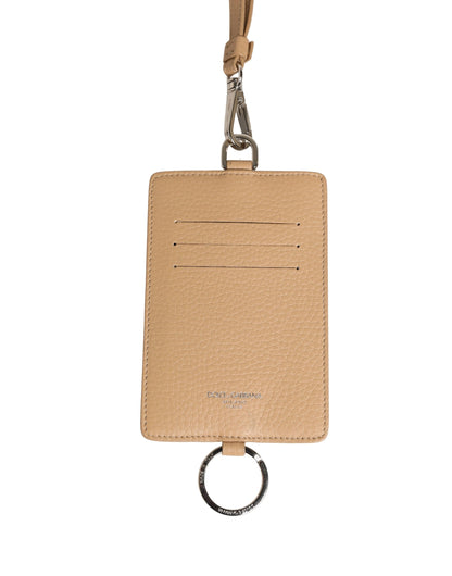 Cardholder Card Case by Dolce & Gabbana for men in pebbled calf leather beige & silver features an refined silhouette from the Pebbled Calf Leather Cardholder Card Case collection, highlighting refined card-organization for a premium and sophisticated look.