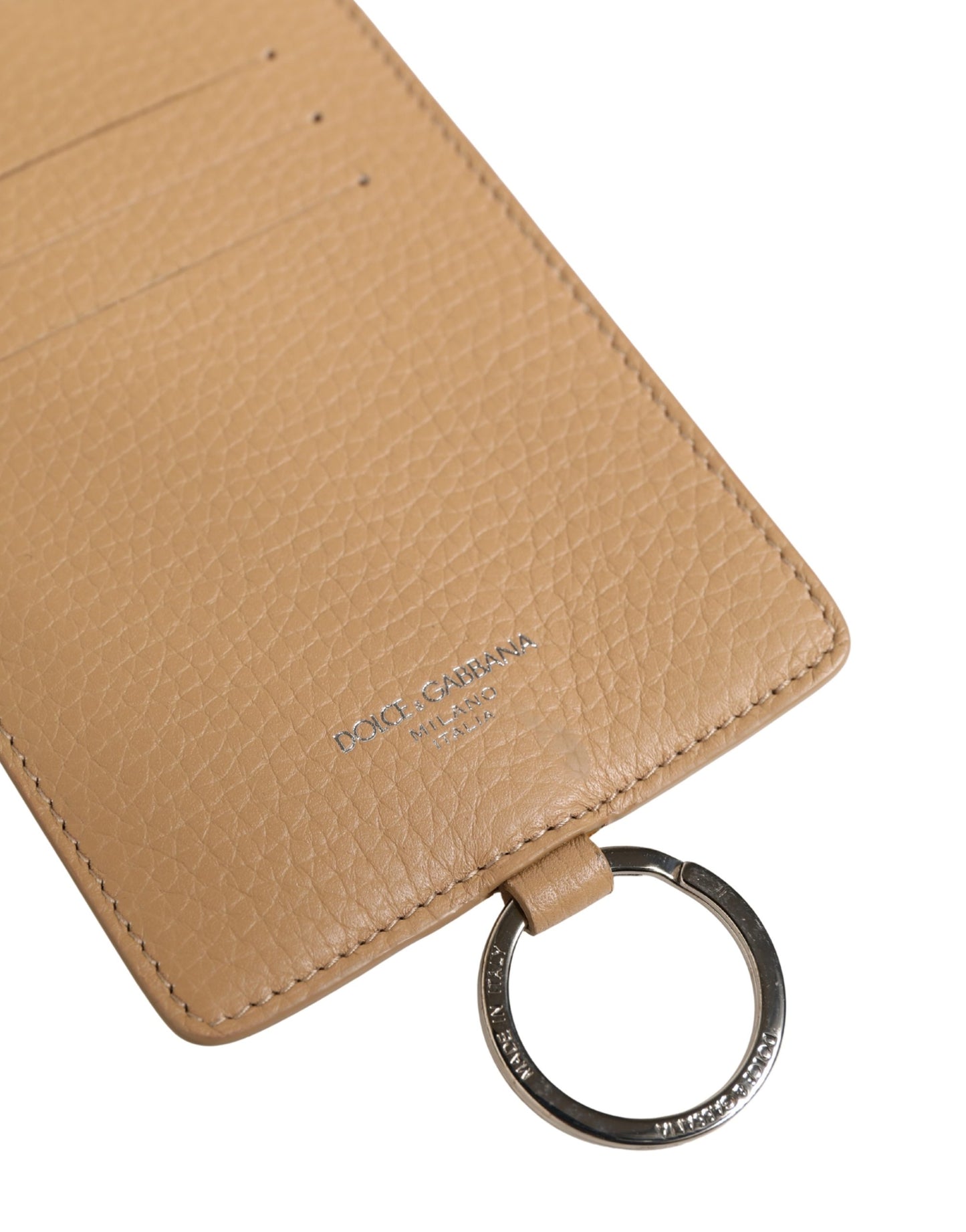 Cardholder Card Case by Dolce & Gabbana for men in pebbled calf leather beige & silver features a polished Pebbled Calf Leather Cardholder Card Case design with polished card-organization.