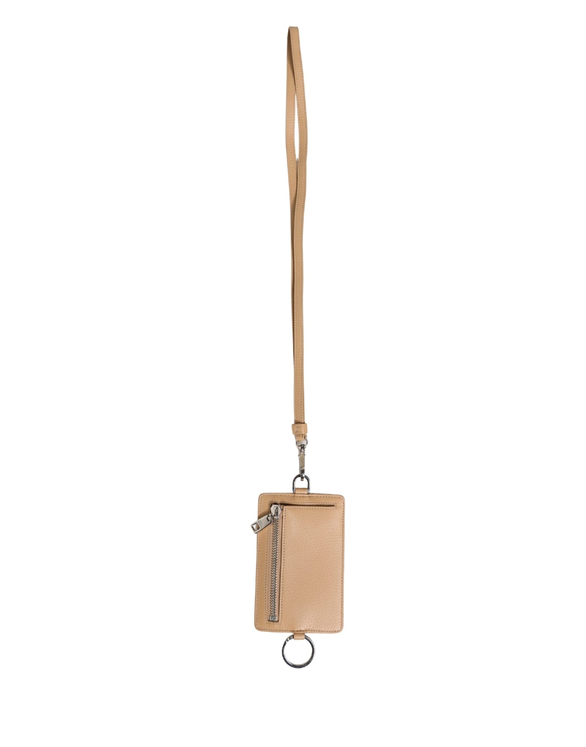 Cardholder Card Case by Dolce & Gabbana for men in pebbled calf leather beige & silver features a refined silhouette, showcasing the elegant lines of the Pebbled Calf Leather Cardholder Card Case alongside premium card-organization for a refined finish.