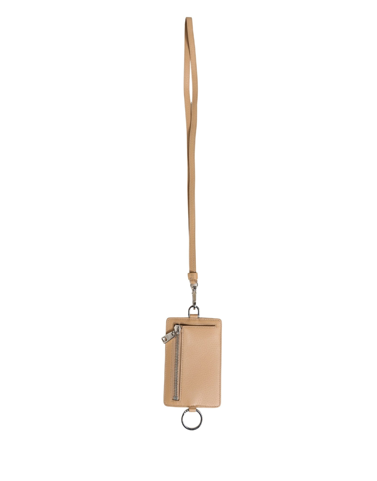 Dolce & Gabbana Pebbled Calf Leather Cardholder Card Case - Beige Silver