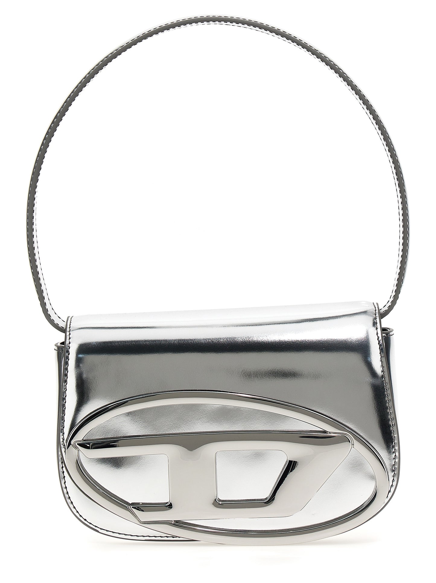 Evening Shoulder Bag by Diesel for women in leather silver & signature features a distinguished silhouette, showcasing a secure flap and distinguished with versatile shoulder-strap & adjustable-strap for a distinguished finish.