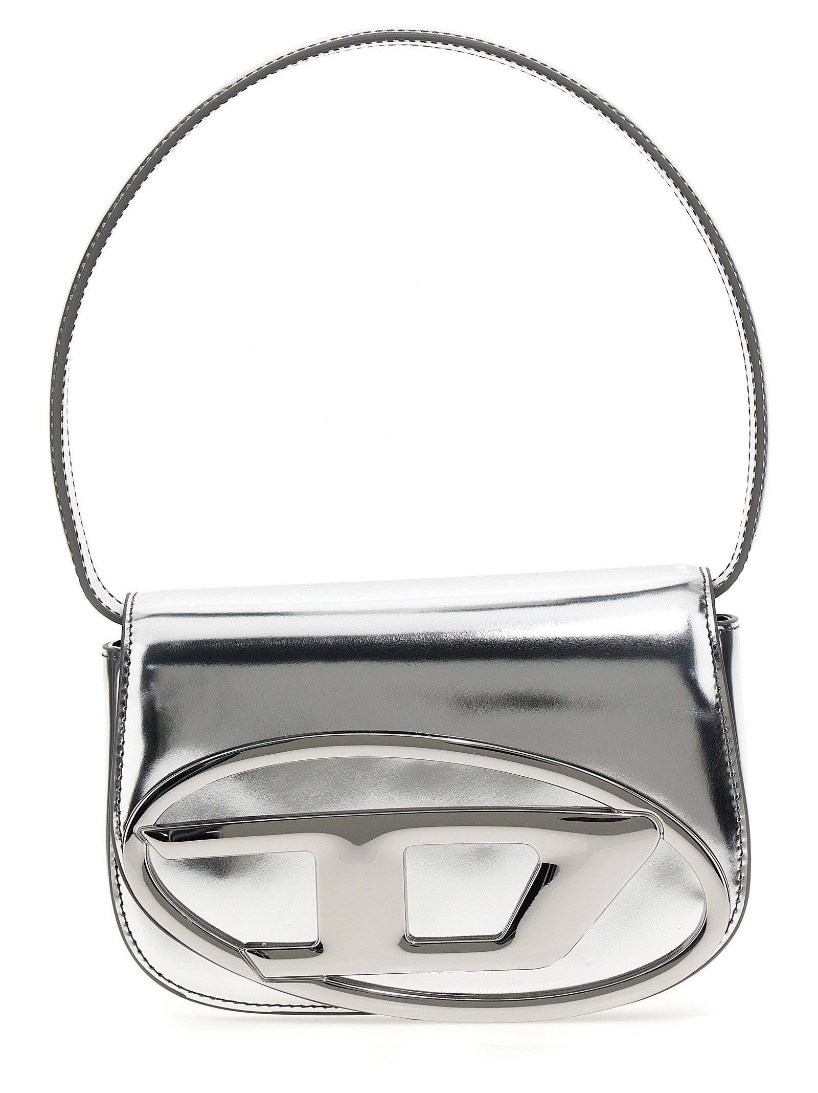 Evening Shoulder Bag by Diesel for women in leather silver & signature features a distinguished silhouette, showcasing a secure flap and distinguished with versatile shoulder-strap & adjustable-strap for a distinguished finish.