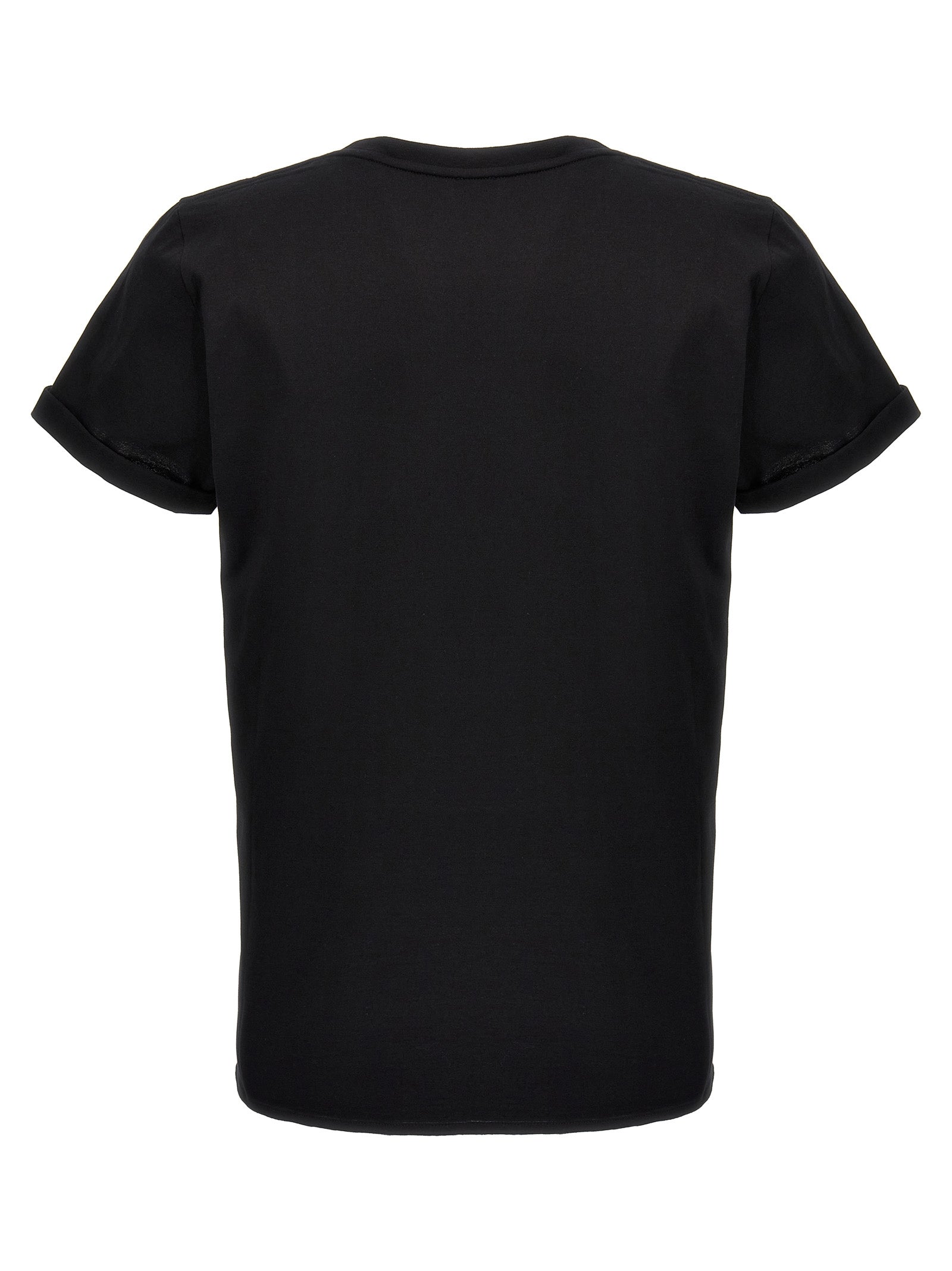 T-Shirt by Saint Laurent for men in cotton black & print showcases a fashionable silhouette, elegantly detailed with a fashionable and for a sophisticated, high-fashion look.