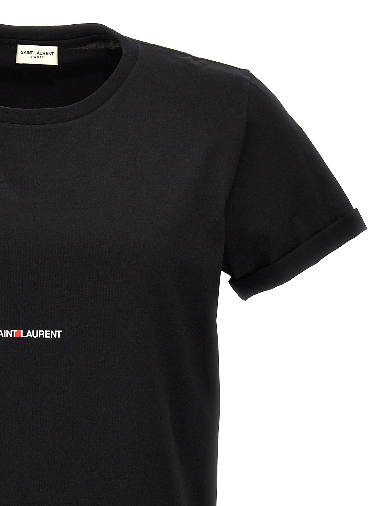 T-Shirt by Saint Laurent for men in cotton black & print features a plush silhouette, showcasing a sophisticated and for a truly plush finish.