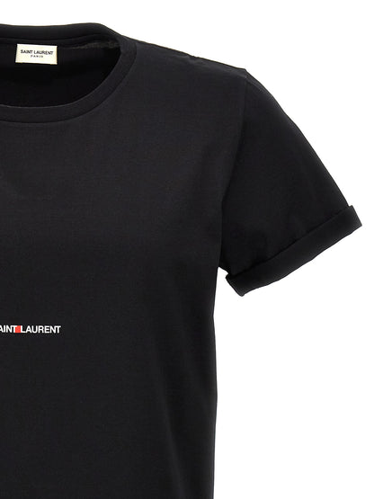 T-Shirt by Saint Laurent for men in cotton black & print features a plush silhouette, showcasing a sophisticated and for a truly plush finish.