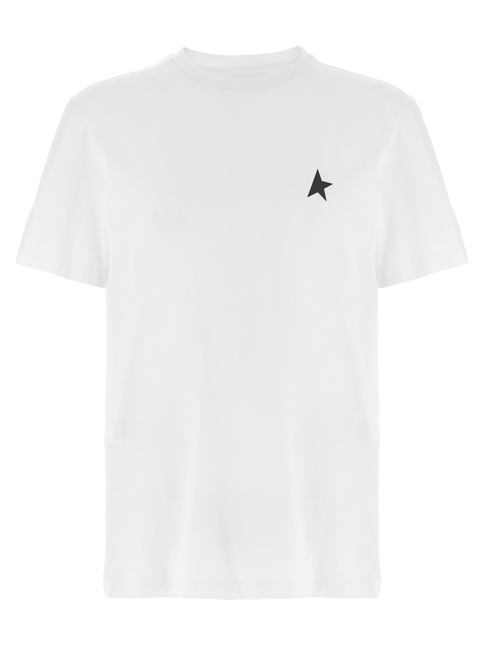 T-Shirt by Golden Goose for men in cotton bicolour, black, white & print showcases a chic silhouette, artfully detailed with a chic and short-sleeve for a chic finish.