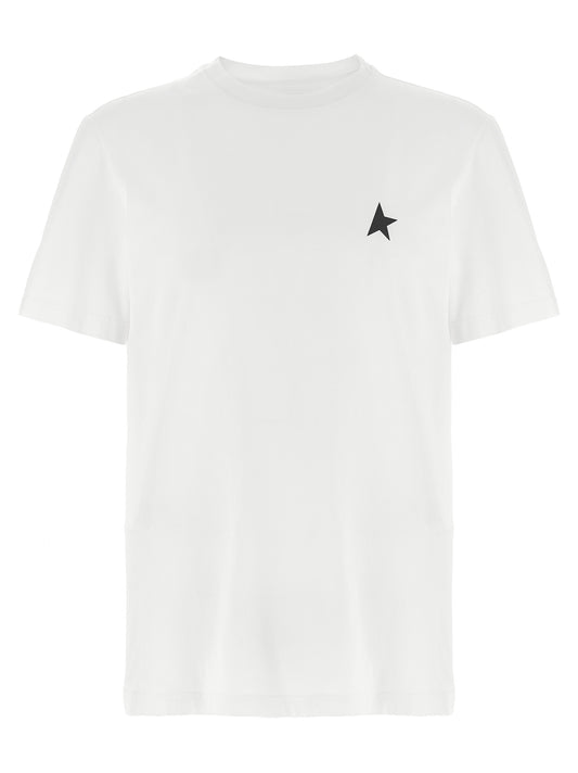 T-Shirt by Golden Goose for men in cotton bicolour, black, white & print showcases a chic silhouette, artfully detailed with a chic and short-sleeve for a chic finish.
