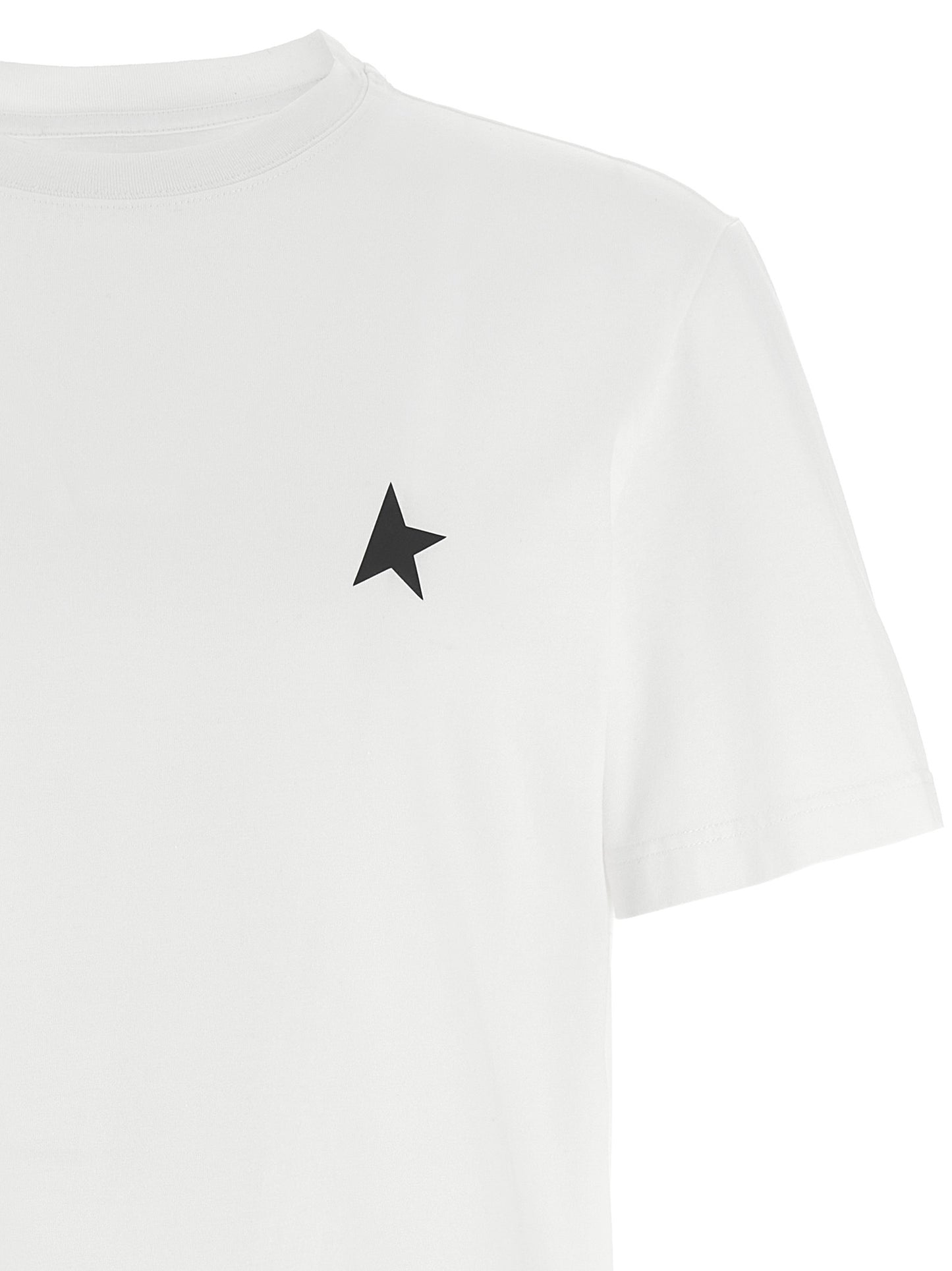 T-Shirt by Golden Goose for men in cotton bicolour, black, white & print showcases a fashionable silhouette, elegantly detailed with a fashionable and for a sophisticated, high-fashion look.