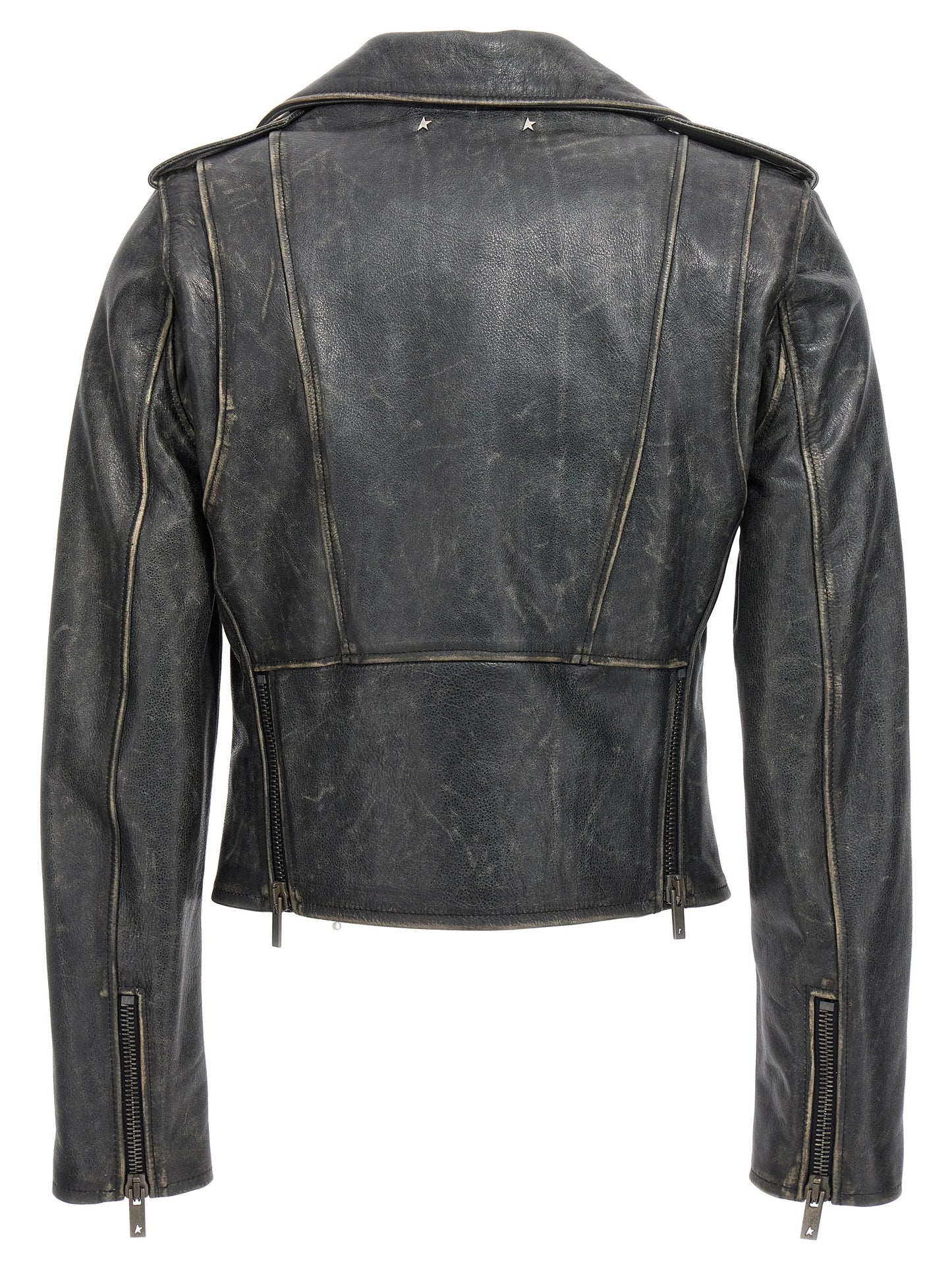 Jacket by Golden Goose for women in cowhide leather black presents a authentic silhouette, artfully detailed with a authentic and functional pockets for a premium authentic finish.