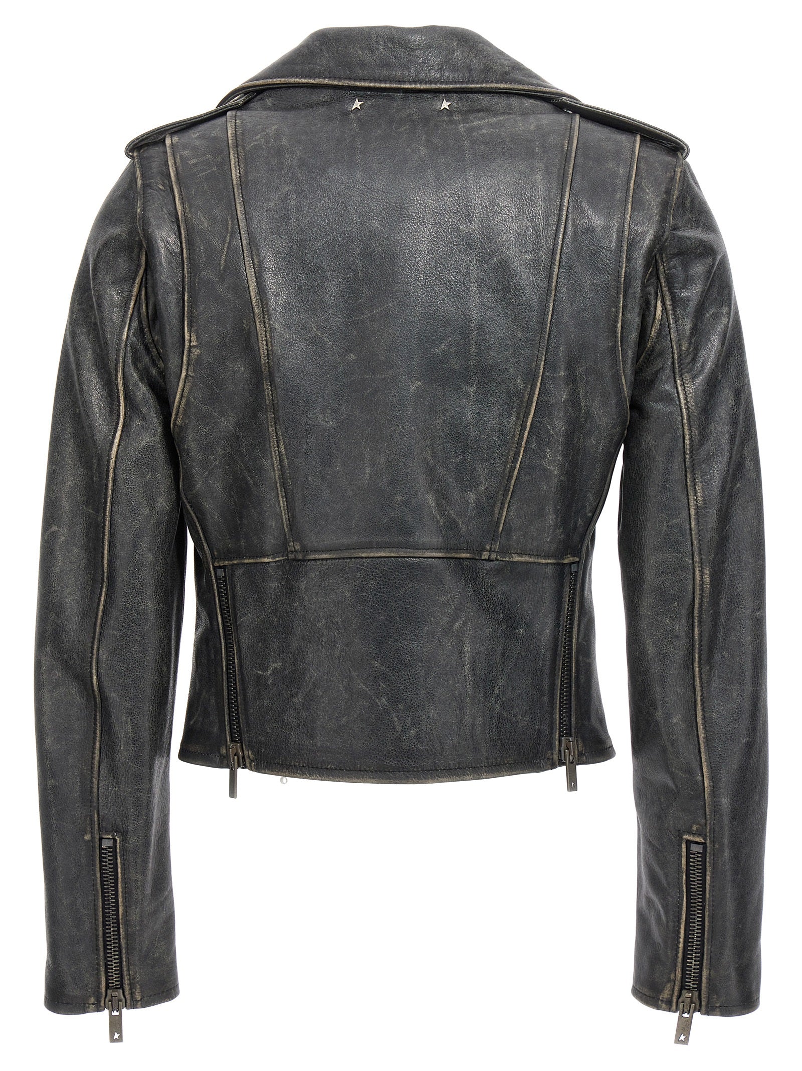 Jacket by Golden Goose for women in cowhide leather black presents a authentic silhouette, artfully detailed with a authentic and functional pockets for a premium authentic finish.