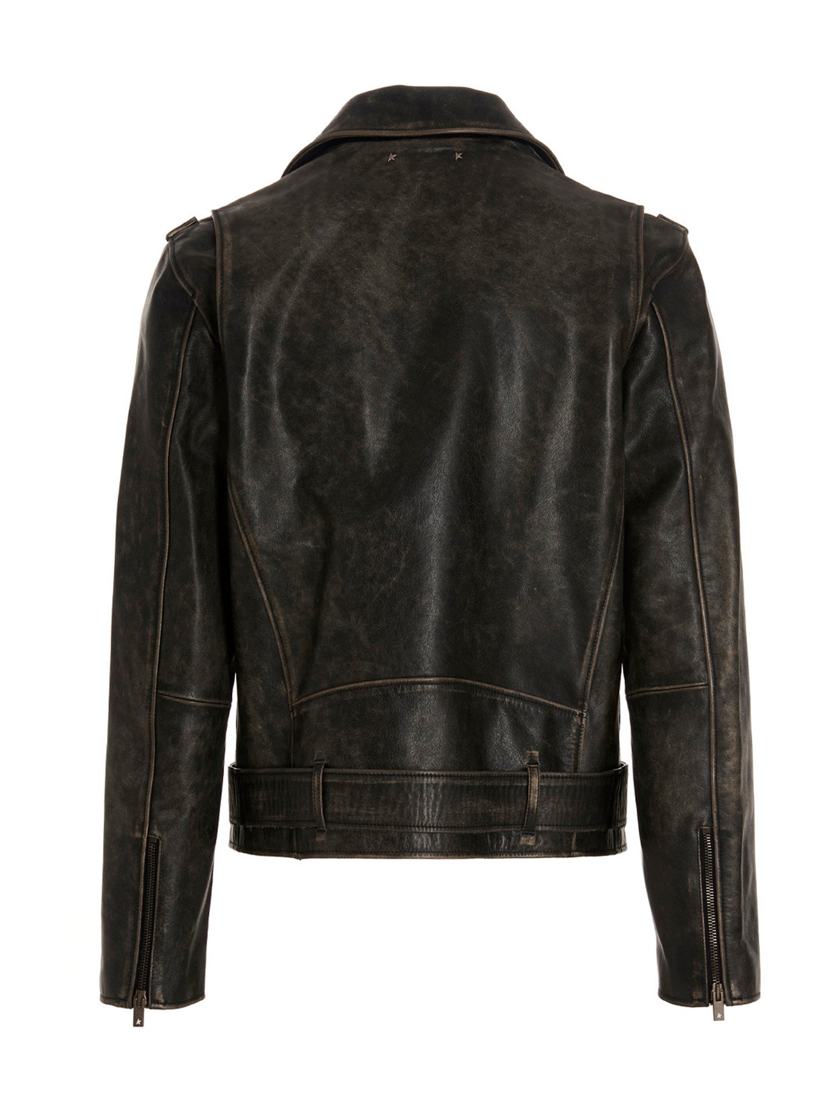 Jacket by Golden Goose for men in calfskin leather black showcases a contemporary silhouette, detailed with a contemporary and premium for a sophisticated finish.