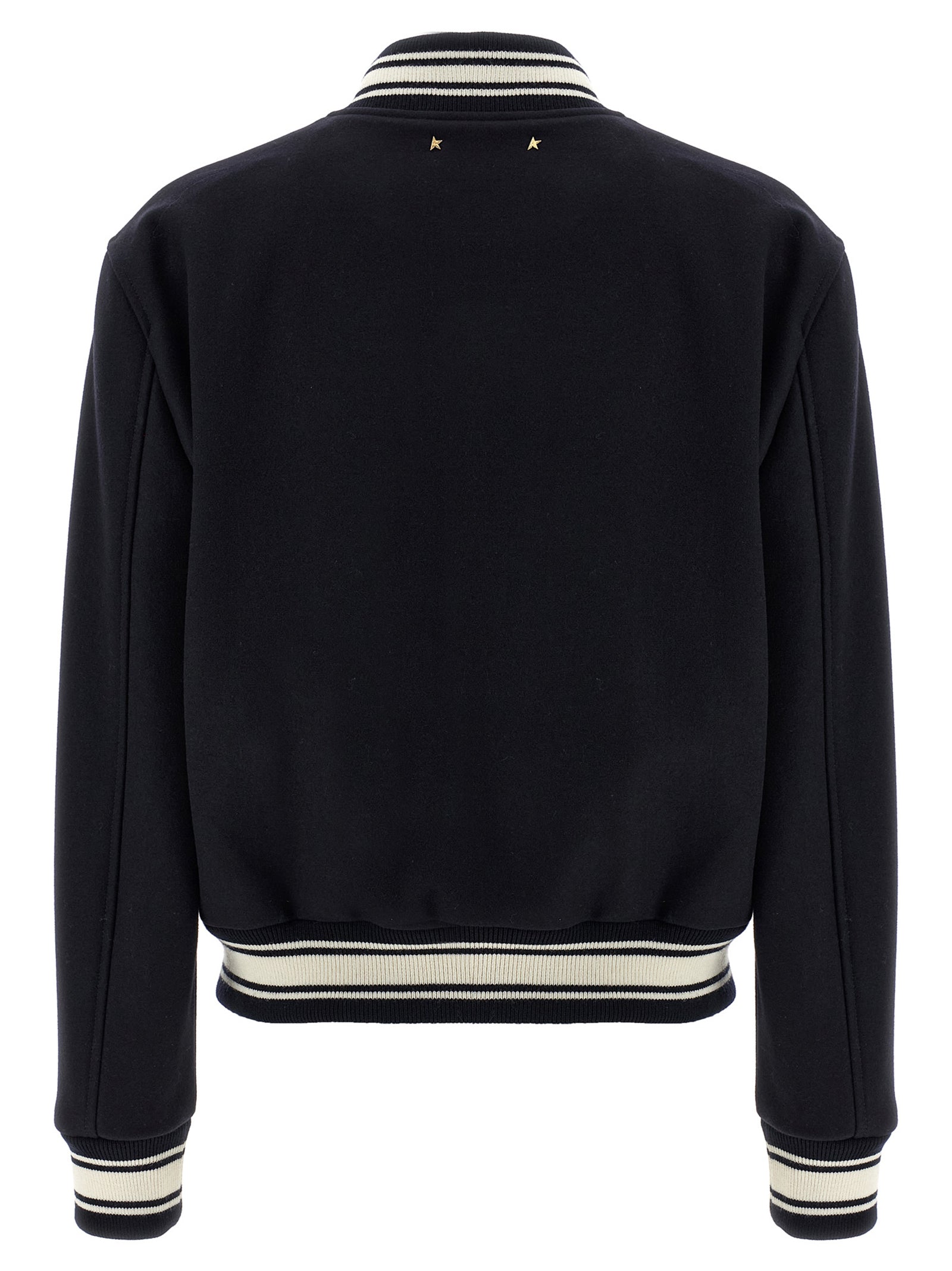 Bomber Jacket by Golden Goose for women in polyamide & virgin wool blue features an contemporary silhouette, showcasing a sophisticated and contemporary pockets for a truly refined look.