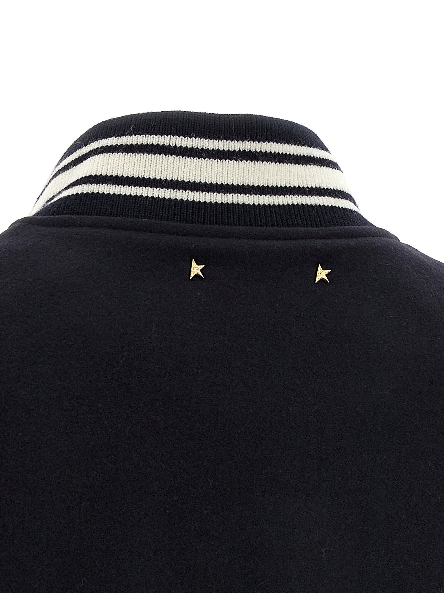 Bomber Jacket by Golden Goose for women in polyamide & virgin wool blue features a city-ready silhouette, detailed with pockets and a city-ready .