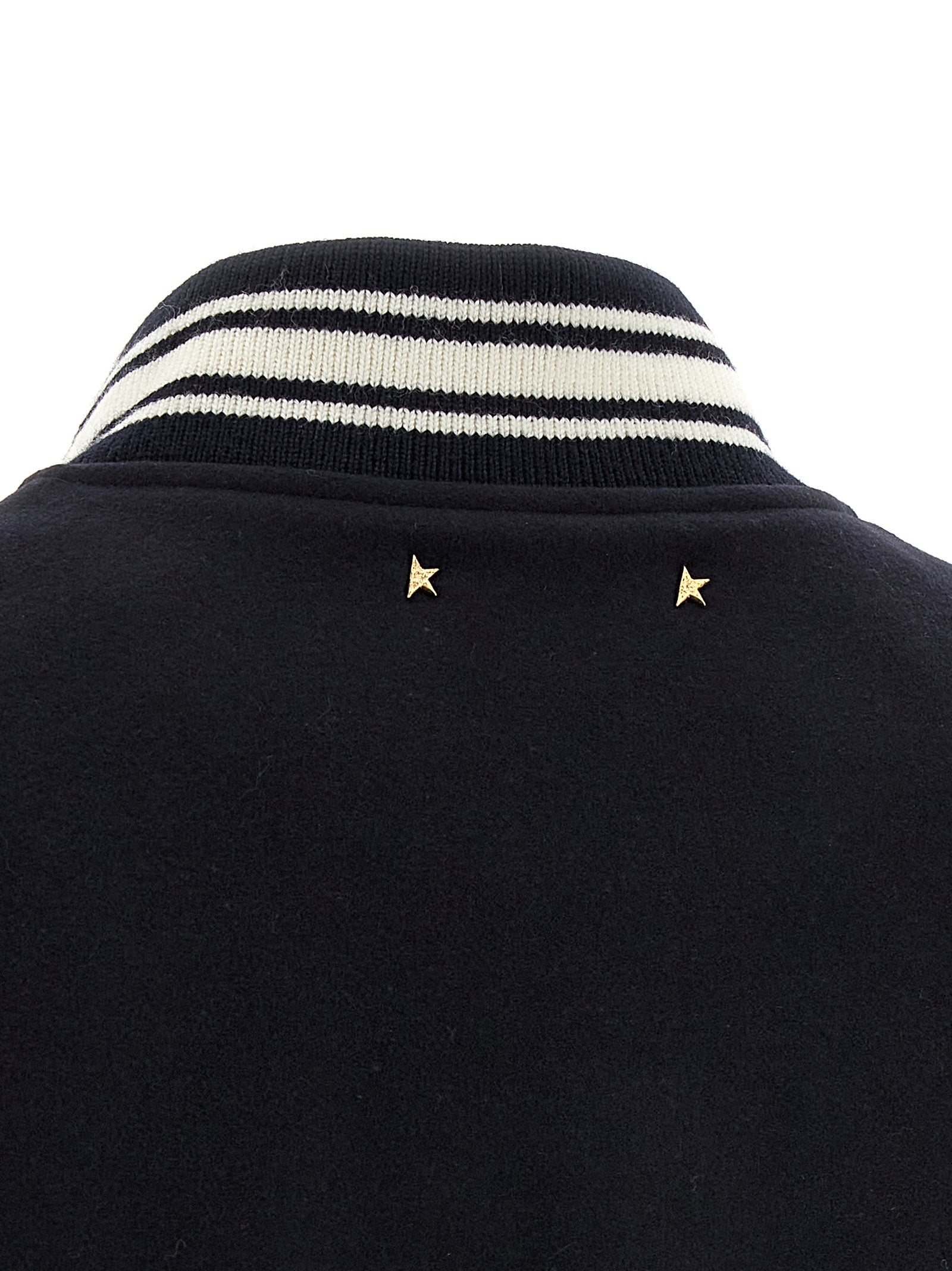 Bomber Jacket by Golden Goose for women in polyamide & virgin wool blue features a city-ready silhouette, detailed with pockets and a city-ready .