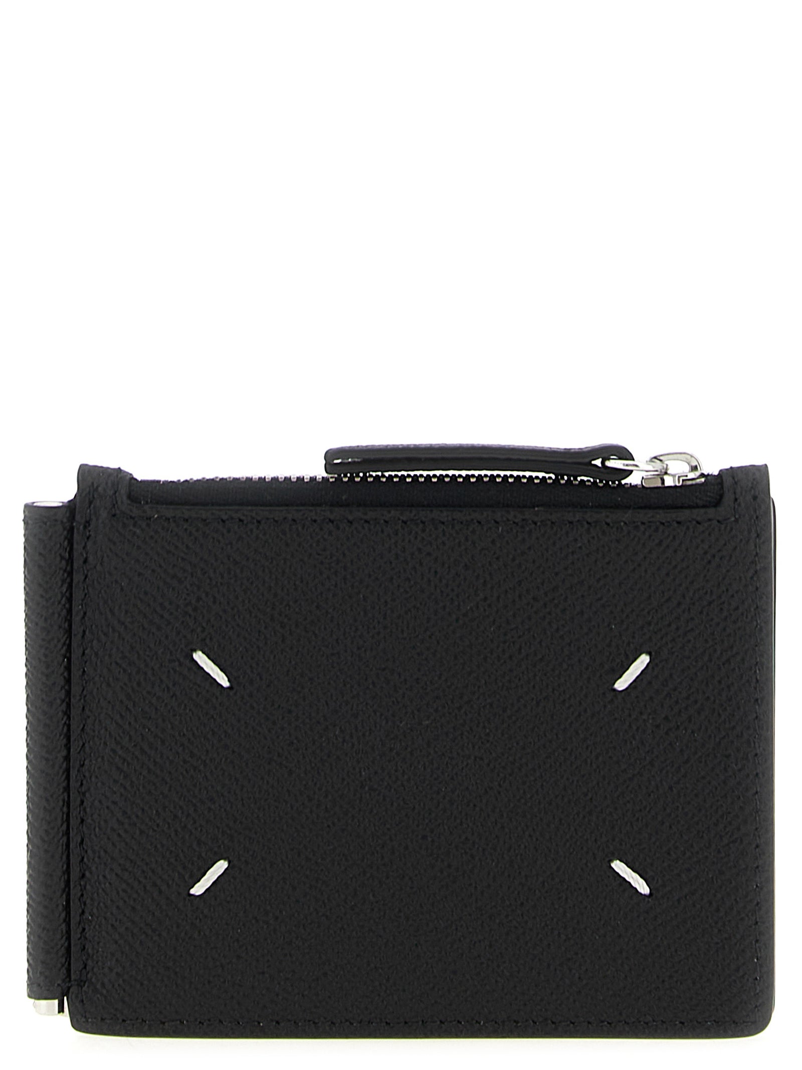 Wallet by Maison Margiela for men in leather & metal black showcases a discerning silhouette, artfully capturing the essence of Leather & Metal Wallet with its functional .