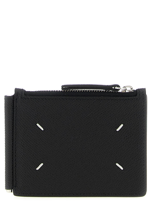 Wallet by Maison Margiela for men in leather & metal black showcases a discerning silhouette, artfully capturing the essence of Leather & Metal Wallet with its functional .