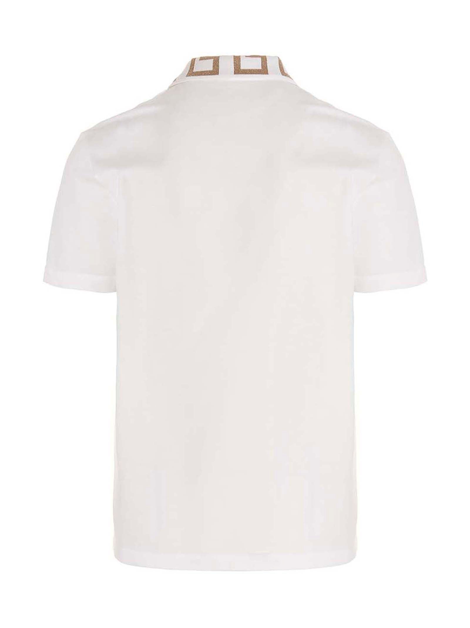 Polo Shirt by Versace for men in cotton white & signature features a eye catching silhouette, showcasing a refined and for a eye catching finish.