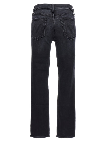 Jeans by Mother Denim for women in stretch denim cotton black features an sophisticated mid rise and slim with a precise long, creating a sophisticated and sophisticated silhouette.