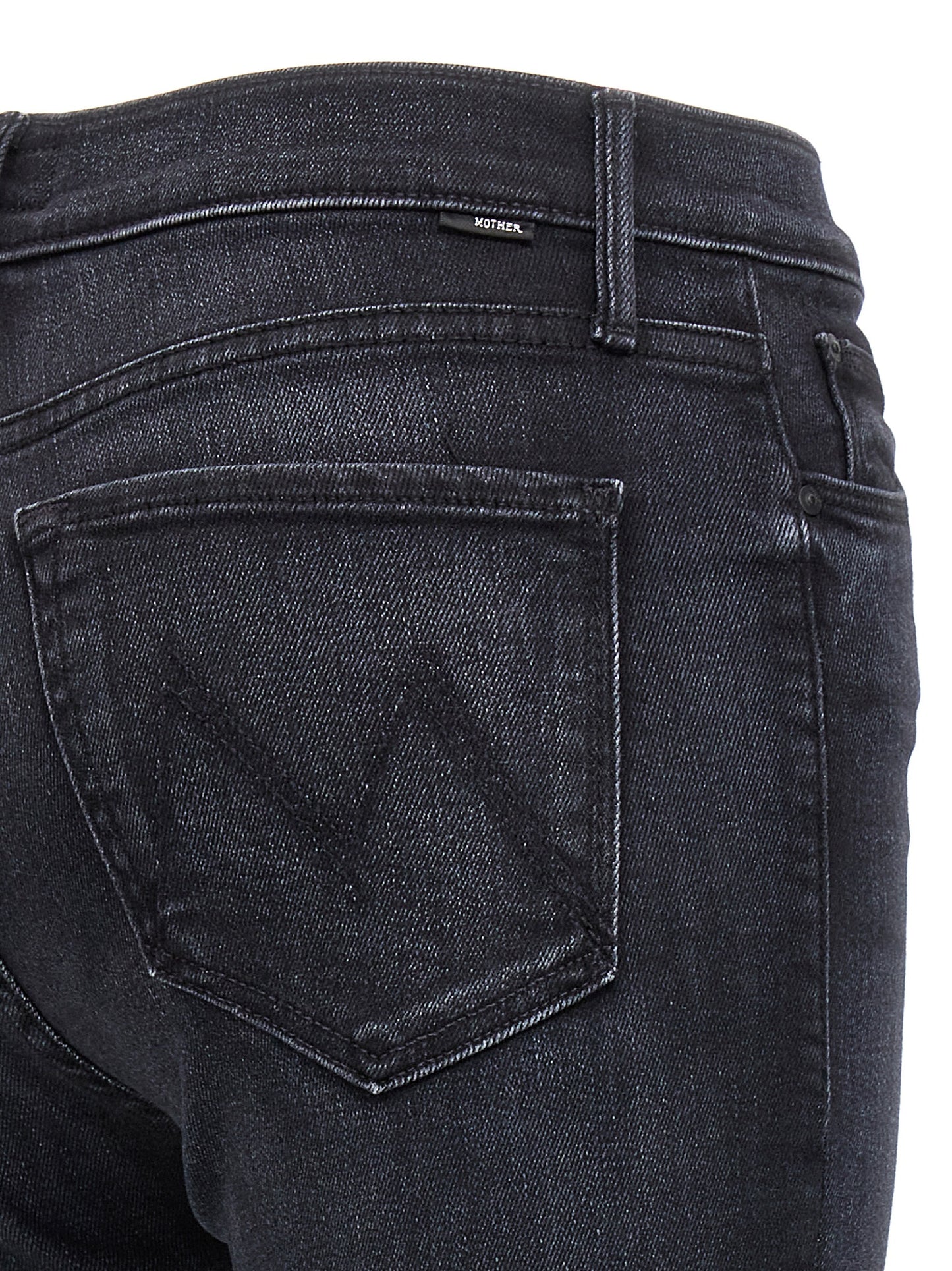 Jeans by Mother Denim for women in stretch denim cotton black presents a tailored silhouette, showcasing a tailored slim and long cut with a refined mid rise for a truly tailored aesthetic.