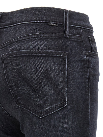 Jeans by Mother Denim for women in stretch denim cotton black presents a tailored silhouette, showcasing a tailored slim and long cut with a refined mid rise for a truly tailored aesthetic.