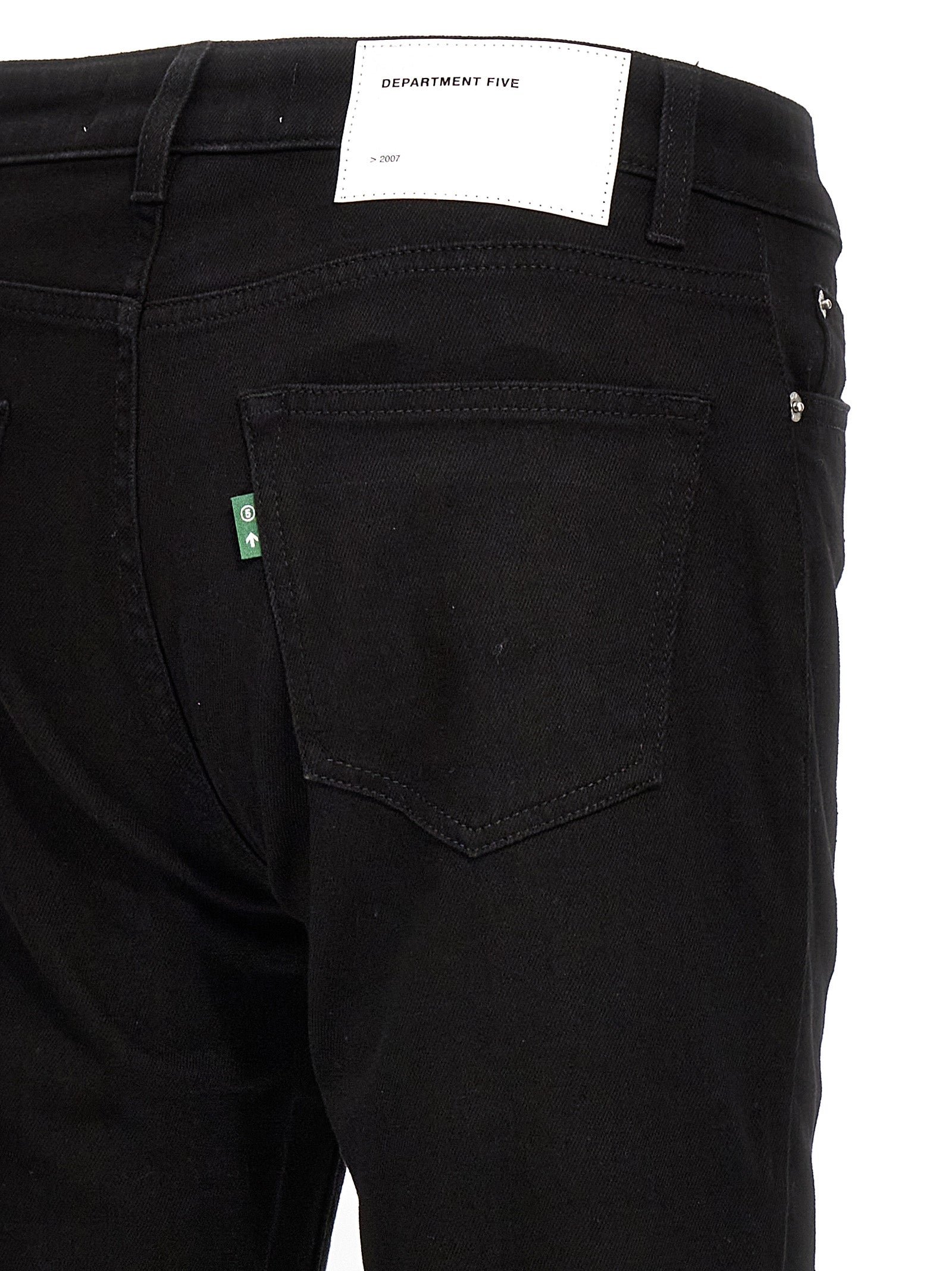 Jeans by Department 5 for men in stretch denim cotton black features an sartorial skinny and long with a cut for a sartorial finish.