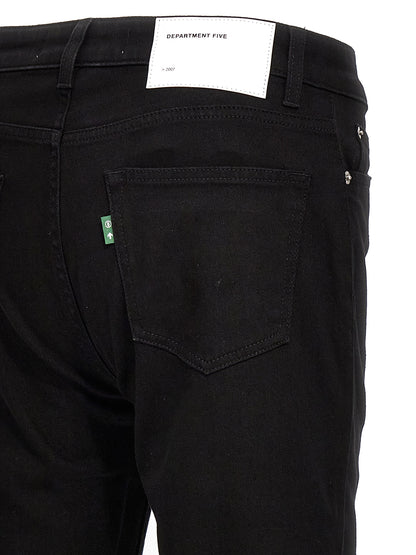 Jeans by Department 5 for men in stretch denim cotton black features an sartorial skinny and long with a cut for a sartorial finish.
