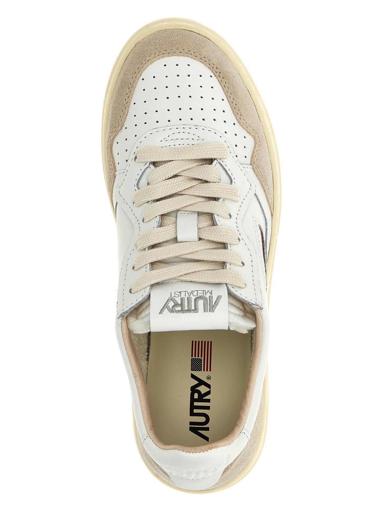 Autry Beige Cowhide Low Top Sneakers