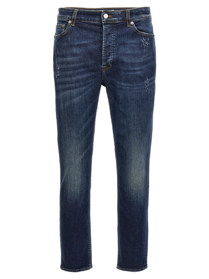 Jeans by Department 5 for men in stretch denim cotton blue presents a refined pantology silhouette, artfully defined by a refined pantology , long, and a sophisticated .