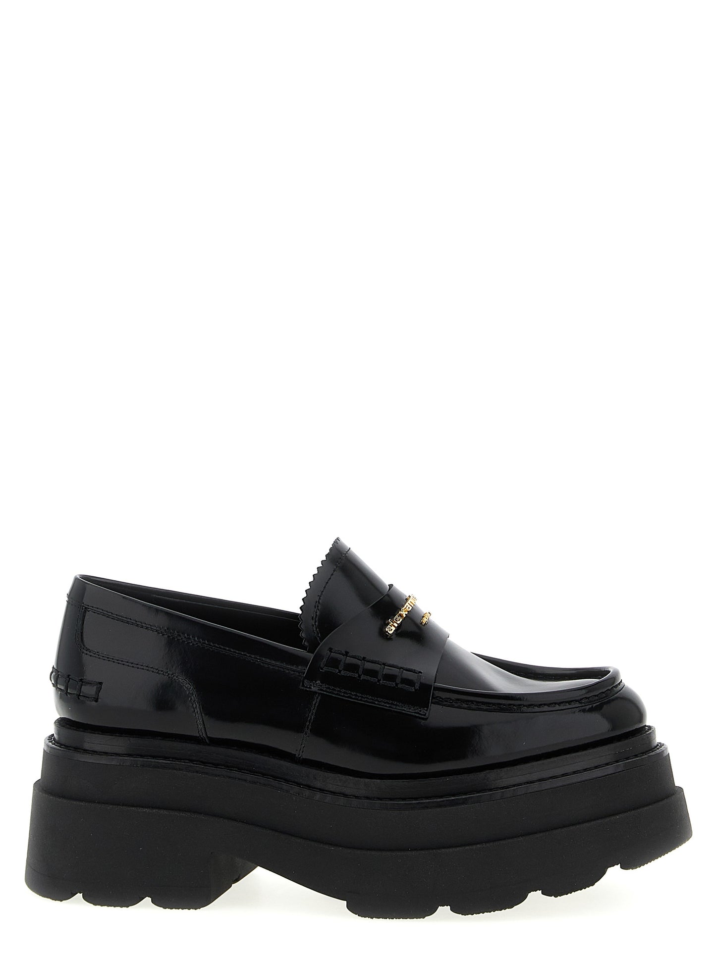 Platform Loafer Shoes by Alexander Wang for women in cowhide leather black showcases a resplendent Women's Cowhide Leather Platform Loafer Shoes aesthetic, defined by its resplendent and elegant platform.