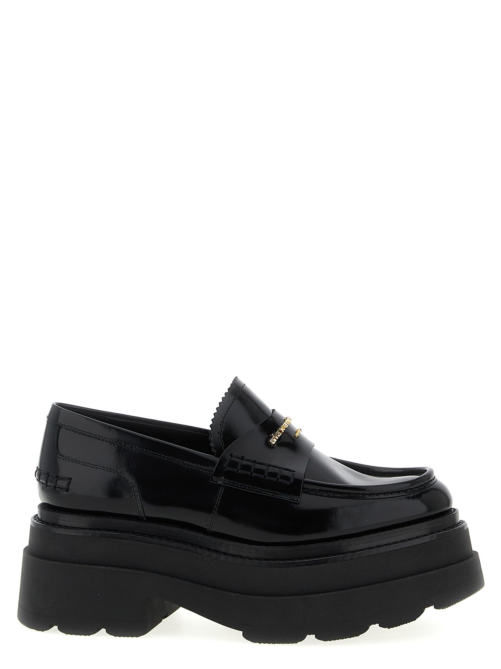Platform Loafer Shoes by Alexander Wang for women in cowhide leather black showcases a resplendent Women's Cowhide Leather Platform Loafer Shoes aesthetic, defined by its resplendent and elegant platform.