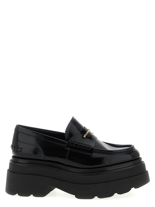 Platform Loafer Shoes by Alexander Wang for women in cowhide leather black showcases a resplendent Women's Cowhide Leather Platform Loafer Shoes aesthetic, defined by its resplendent and elegant platform.