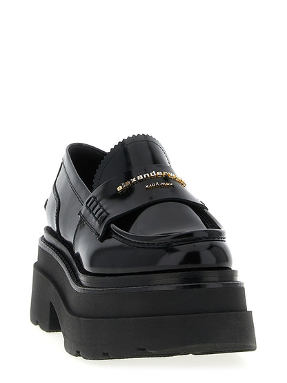 Platform Loafer Shoes by Alexander Wang for women in cowhide leather black features an dynamic silhouette from the Women's Cowhide Leather Platform Loafer Shoes collection, defined by a dynamic and platform for a dynamic look.