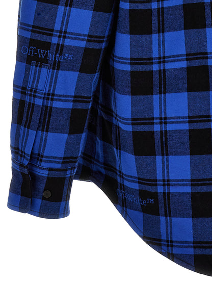 Overshirt by Off-White for men in cotton flannel blue, white & patterned features an polished silhouette, showcasing a sophisticated and detail for a truly polished finish.