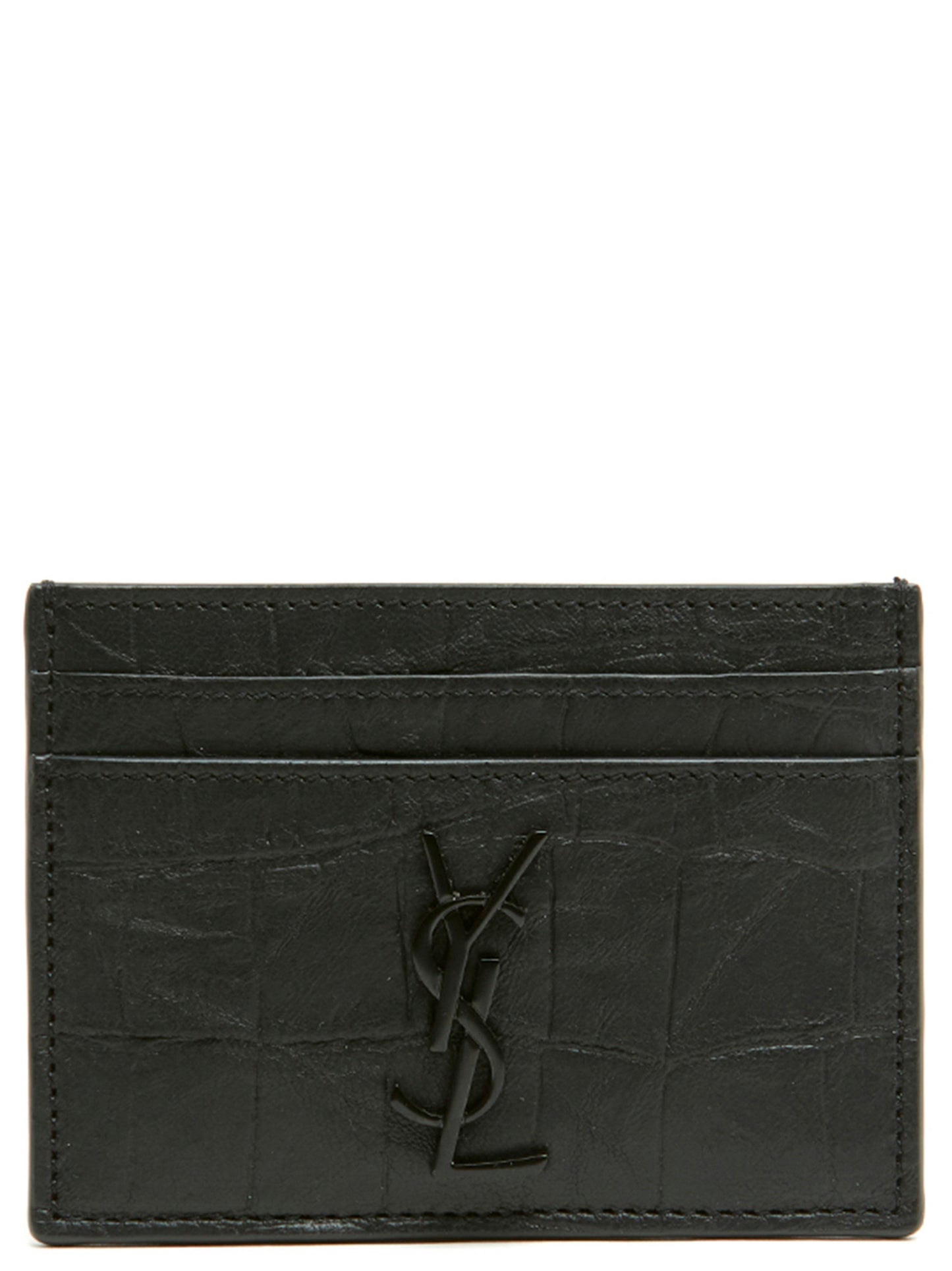 Cardholder Card Case by Saint Laurent for men in exotic skin leather black & print features an refined design, elegantly showcasing the refined Cassandre Flash Exotic Skin Leather Cardholder Card Case aesthetic while integrating sophisticated card-organization.