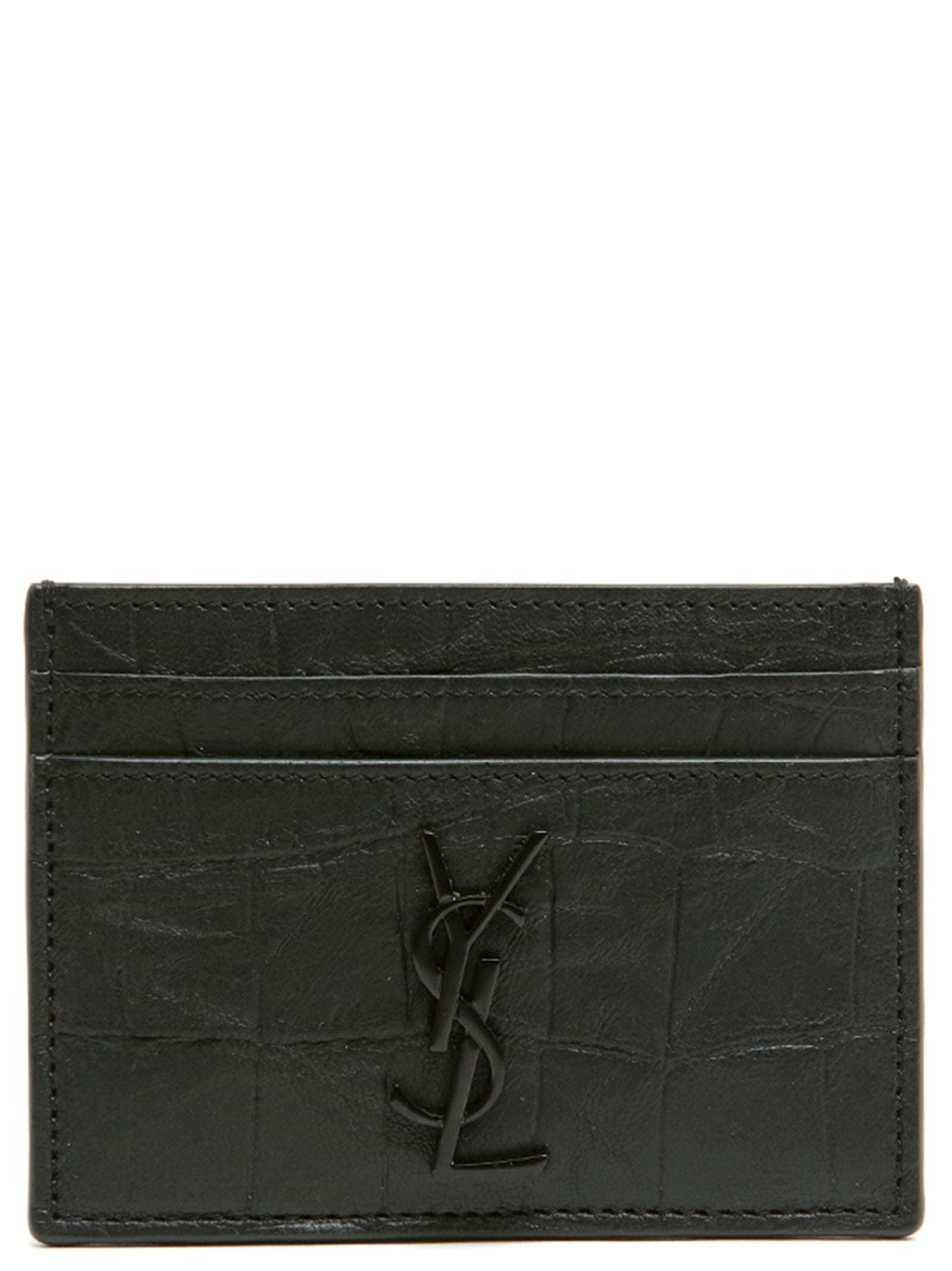 Cardholder Card Case by Saint Laurent for men in exotic skin leather black & print features an refined design, elegantly showcasing the refined Cassandre Flash Exotic Skin Leather Cardholder Card Case aesthetic while integrating sophisticated card-organization.